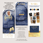 40th Birthday Phone Invitation with RSVP + Countdown Timer: Golden Luxe Blue