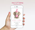 Baby Elephant Blowing Bubbles - Pink Kids Party Animals Invitation