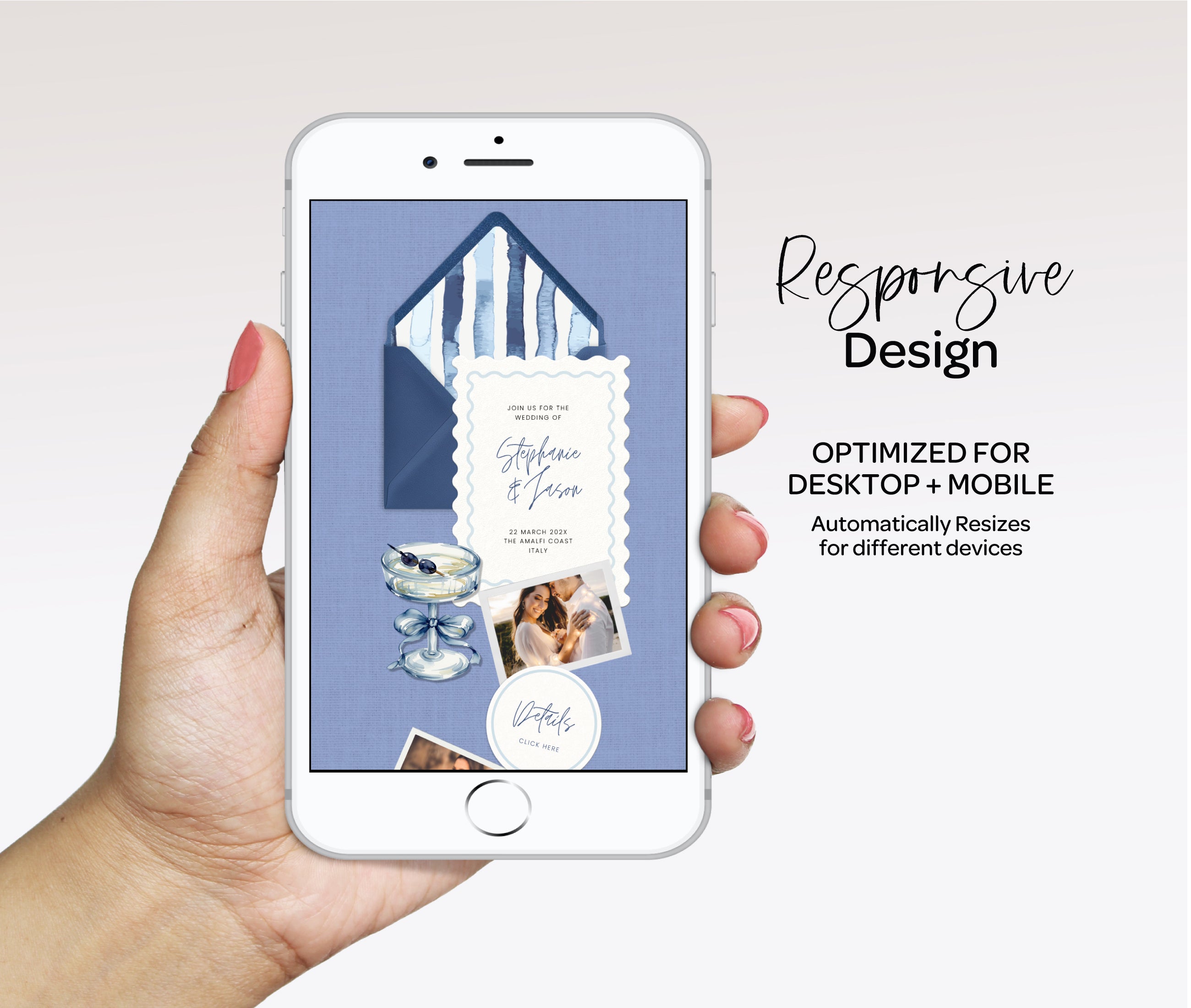 Modern Blue Beach Wedding Website with RSVP