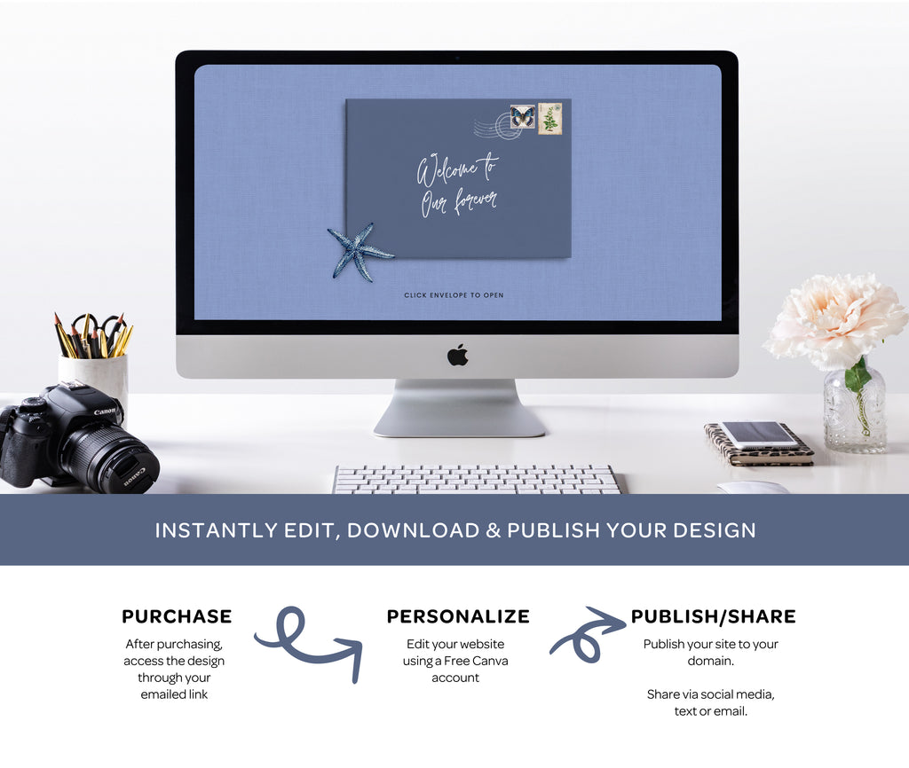 Modern Blue Beach Save the Date Website