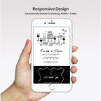 Whimsical Wedding Website with RSVP + Countdown Timer: Black and White