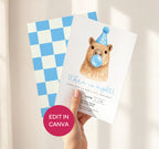 Capybara Birthday Invitations: Capy Blowing Bubbles - Blue