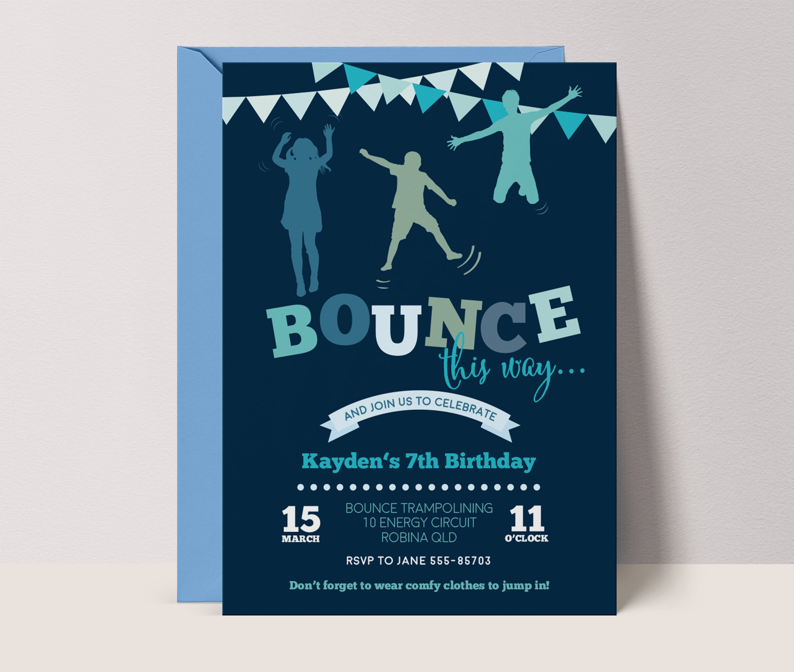 Lets Jump Boys Birthday Invitation