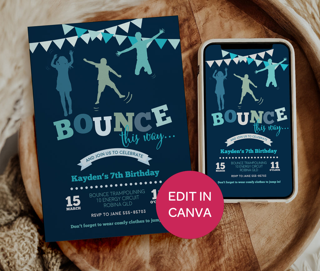 Lets Jump Boys Birthday Invitation