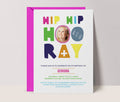 Bright Kids Birthday Invitation with Photo: Colorful Hip Hip Hooray