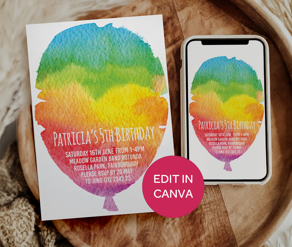 Rainbow Paints Birthday Invitation