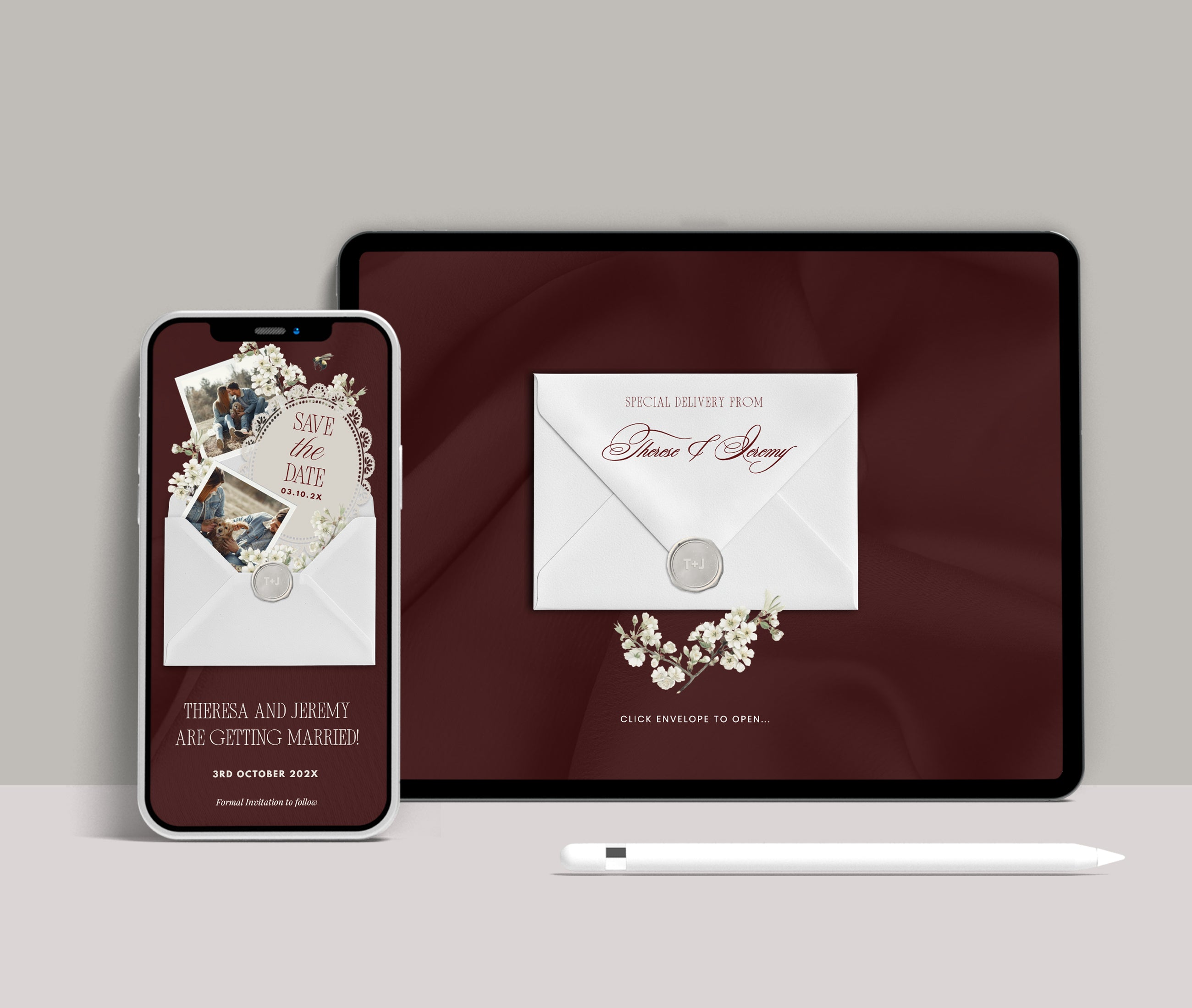 Burgundy Save the Date Website