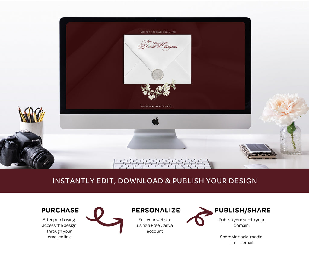 Wedding Website with RSVP - Burgundy