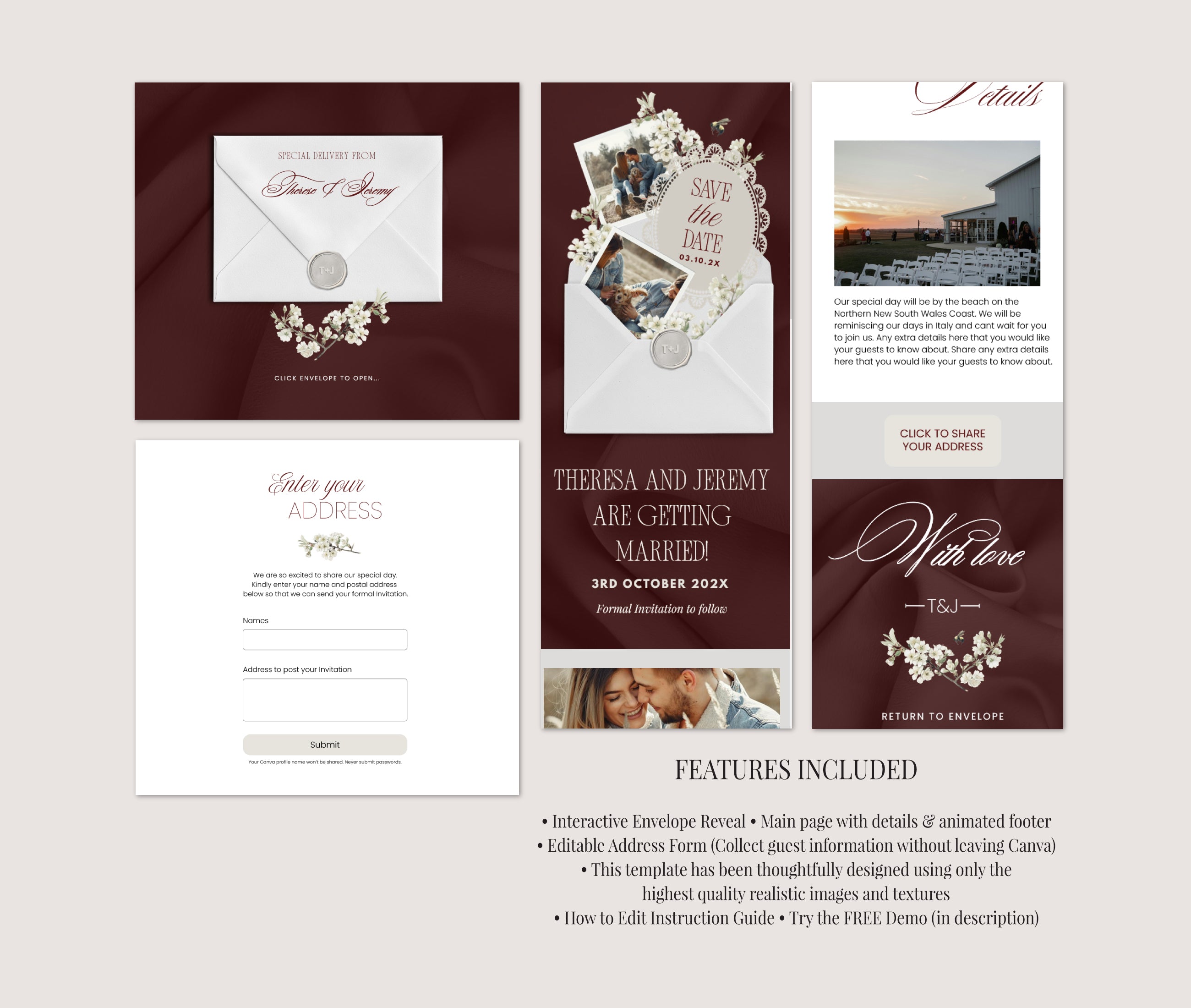 Burgundy Save the Date Website