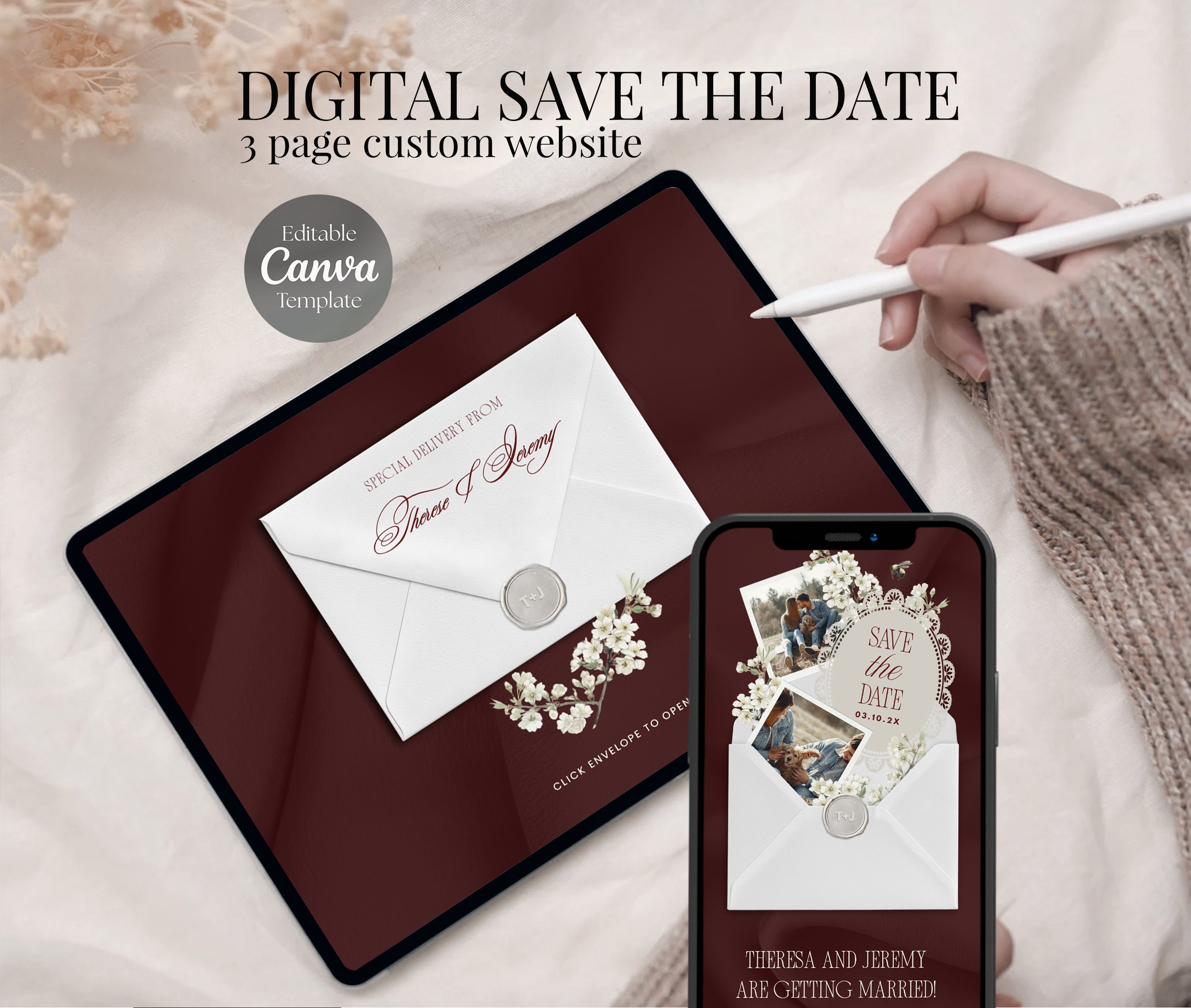 Burgundy Save the Date Website