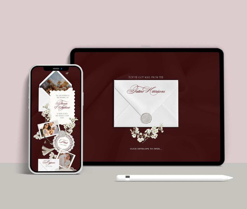 Wedding Website with RSVP - Burgundy