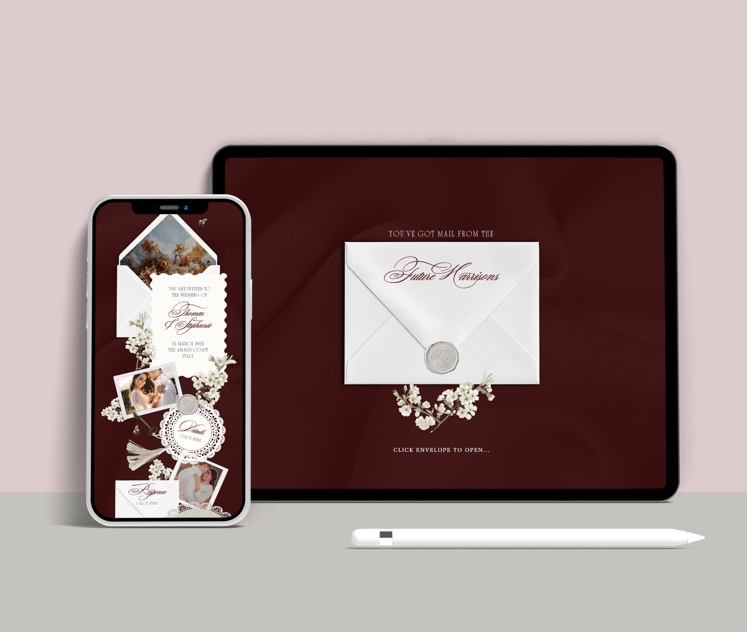 Wedding Website with RSVP - Burgundy