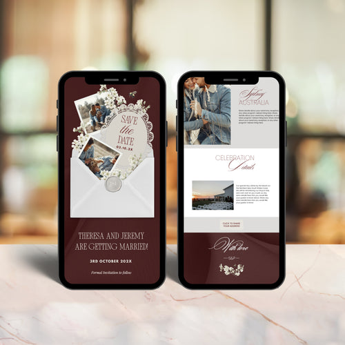 Burgundy Save the Date Website