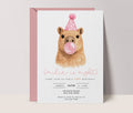 Capybara Birthday Invitations: Capy Blowing Bubbles - Pink