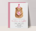 Kids Party Invitations: Cute Lion Blowing Bubbles - Pink