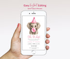 Baby Shower Invitations: Elephant Blowing Pink Bubble