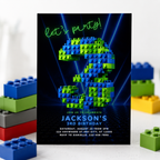 Lego 3 Neon Birthday Invitation