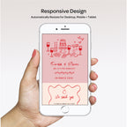 Whimsical Wedding Website with RSVP : Pink + Red