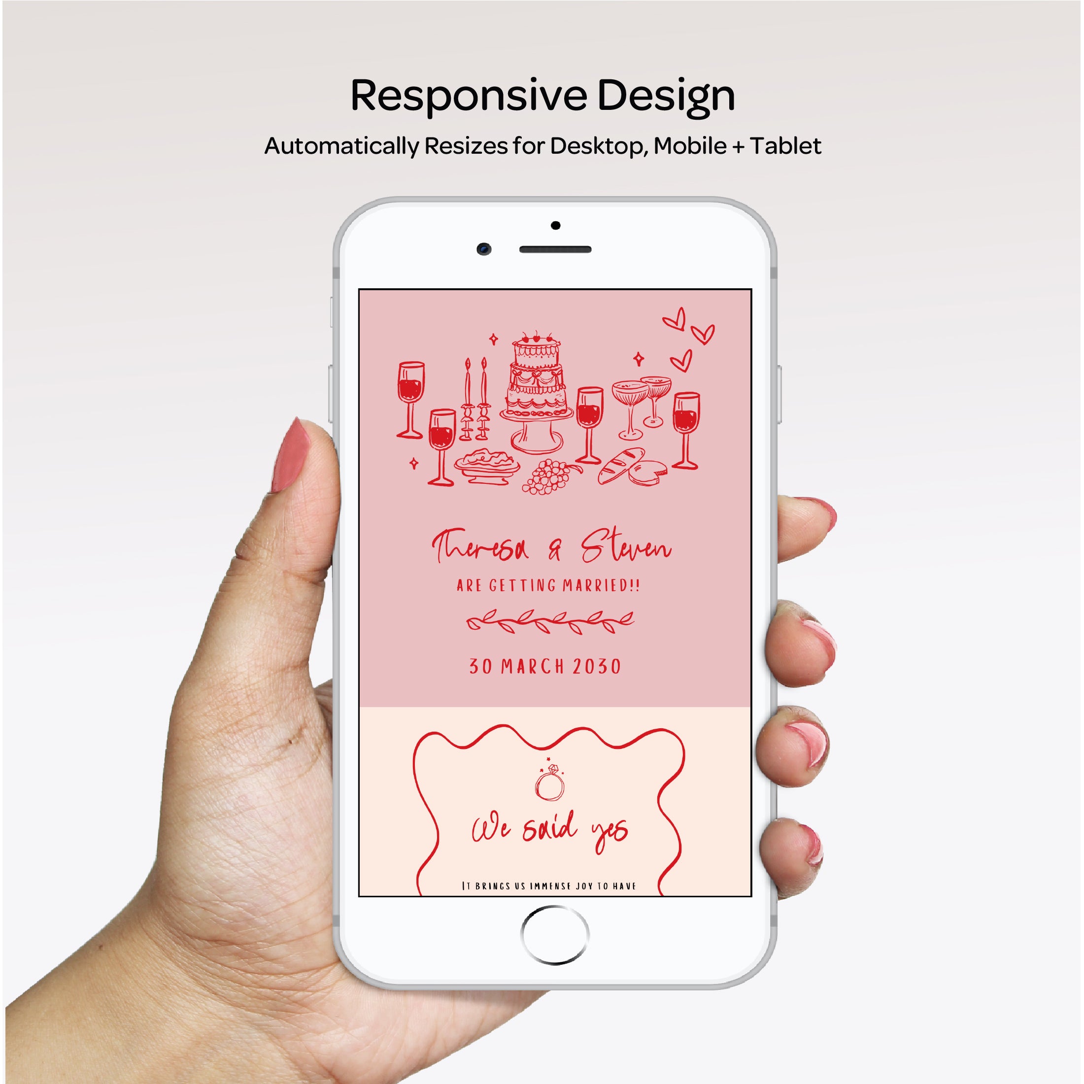 Whimsical Wedding Website with RSVP : Pink + Red