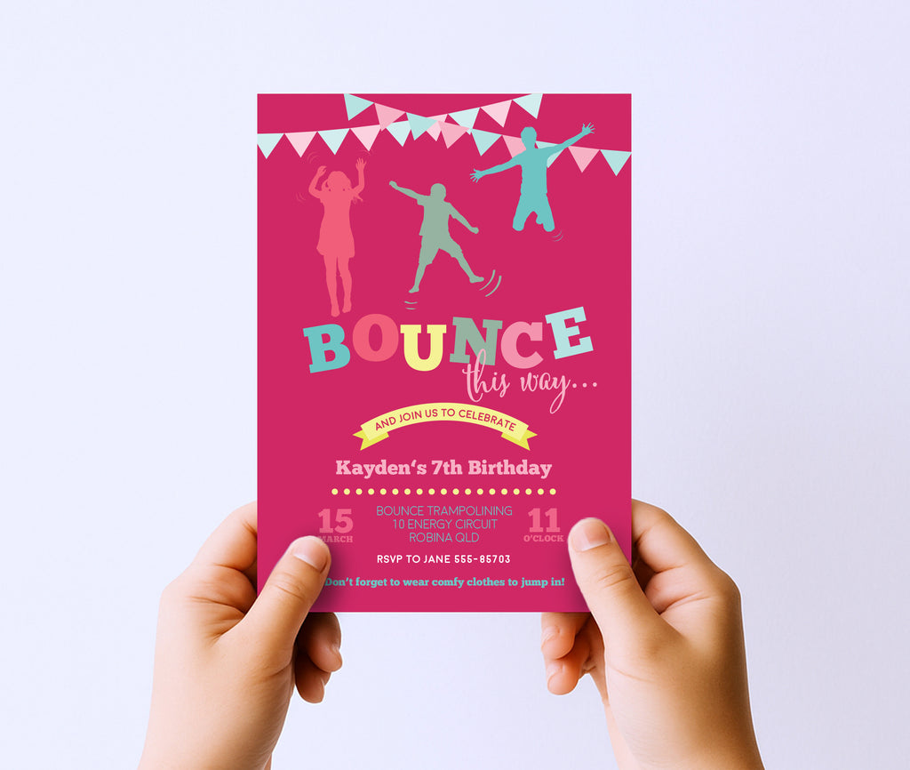 Lets Jump Girls Birthday Invitation