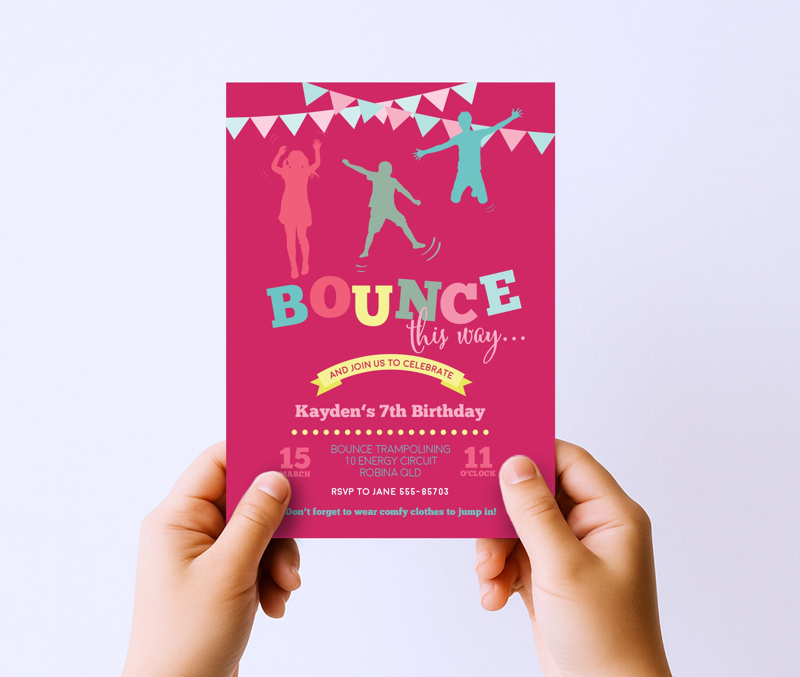 Lets Jump Girls Birthday Invitation