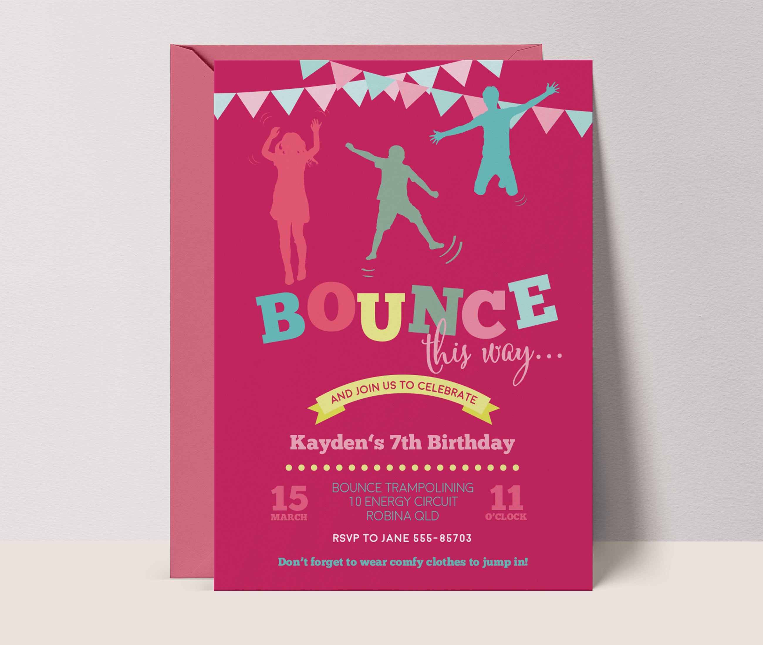 Lets Jump Girls Birthday Invitation