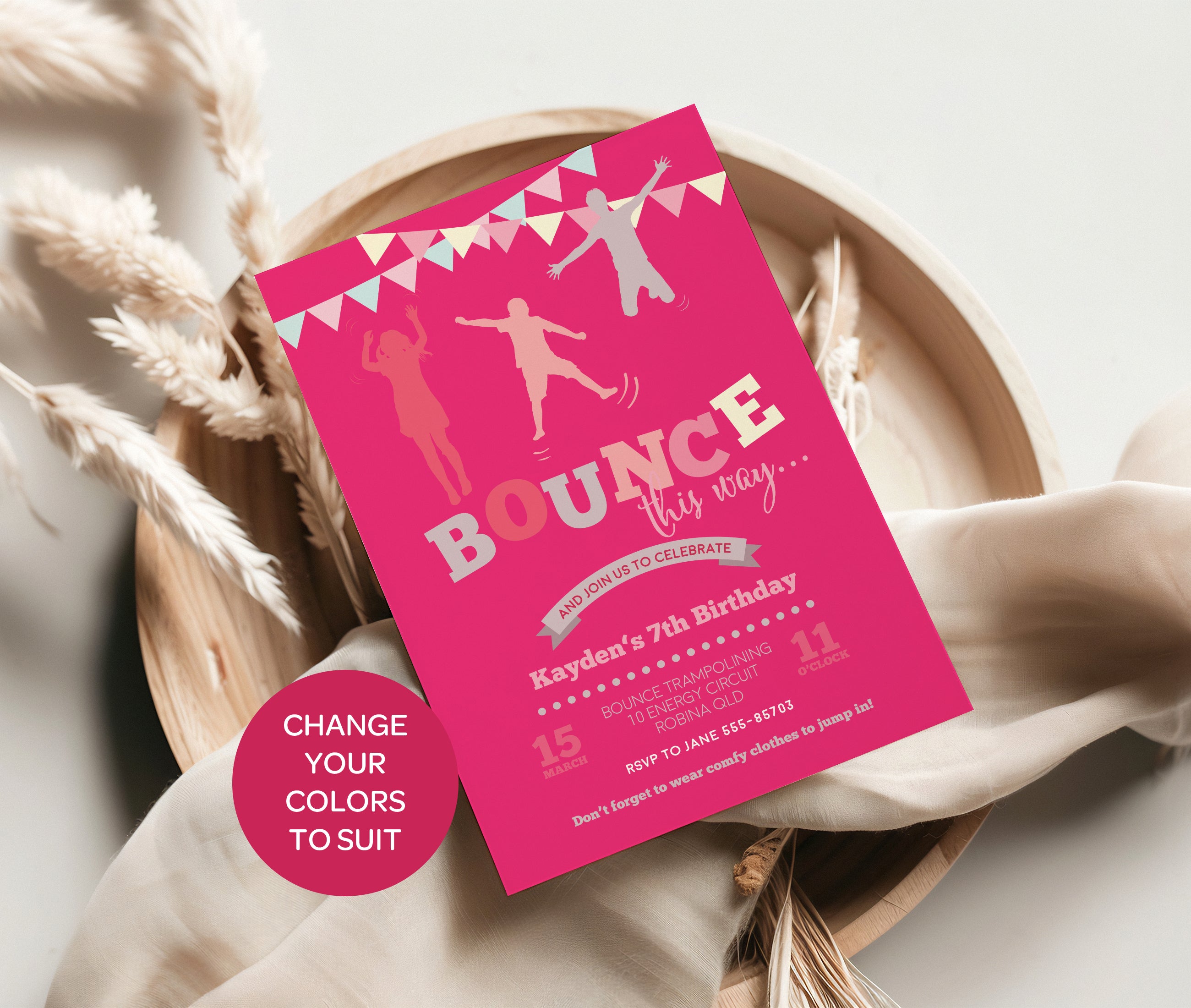 Lets Jump Girls Birthday Invitation