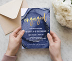 Gold + Navy Engagement Invitations - Golden Luxe Engaged