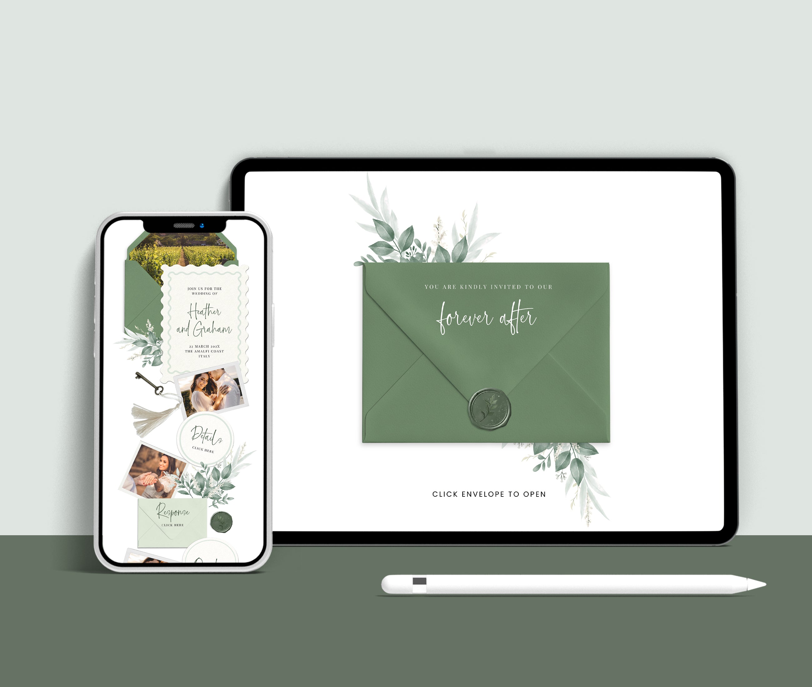 Greenery Wedding Website with RSVP