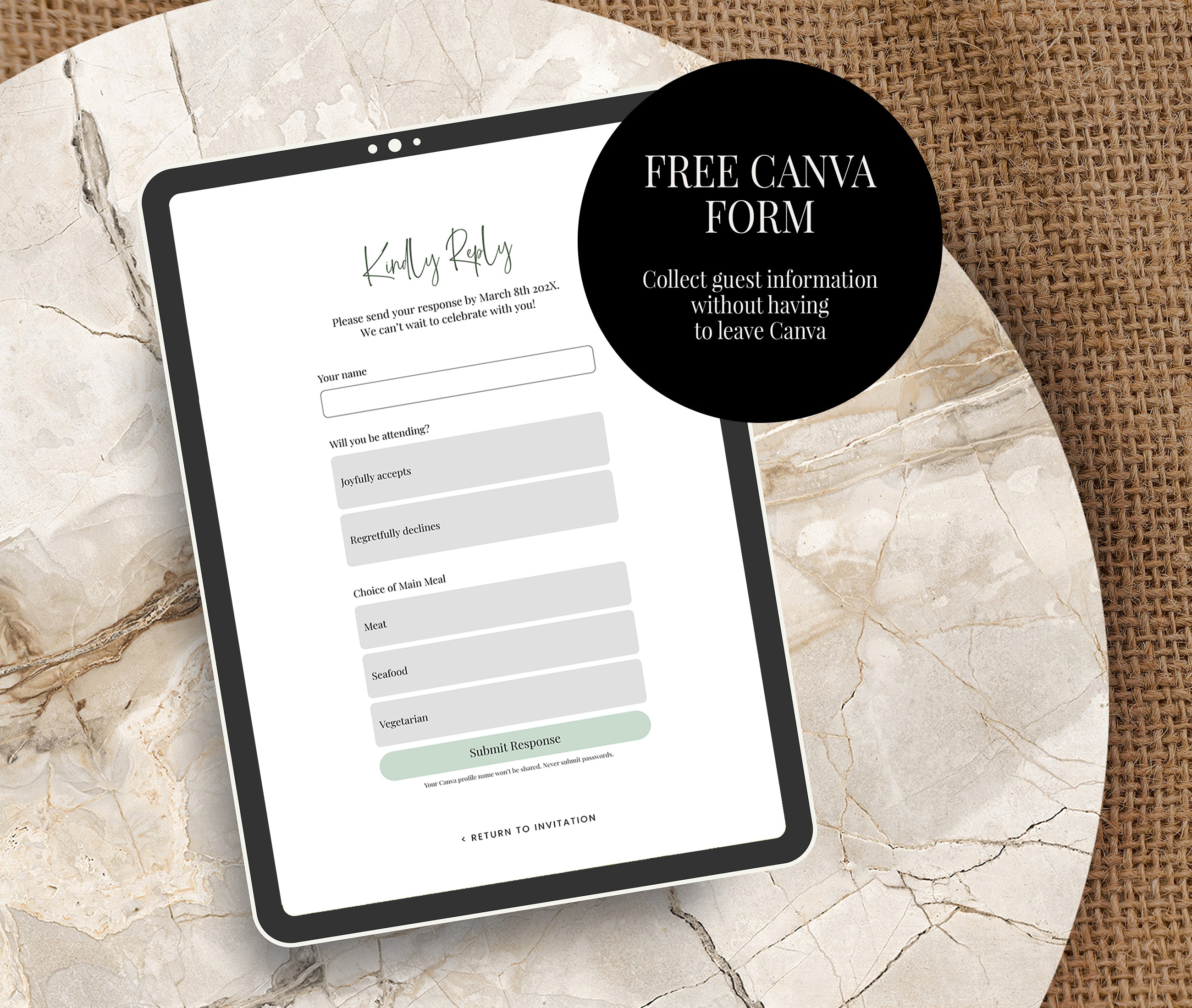 Greenery Wedding Website with RSVP