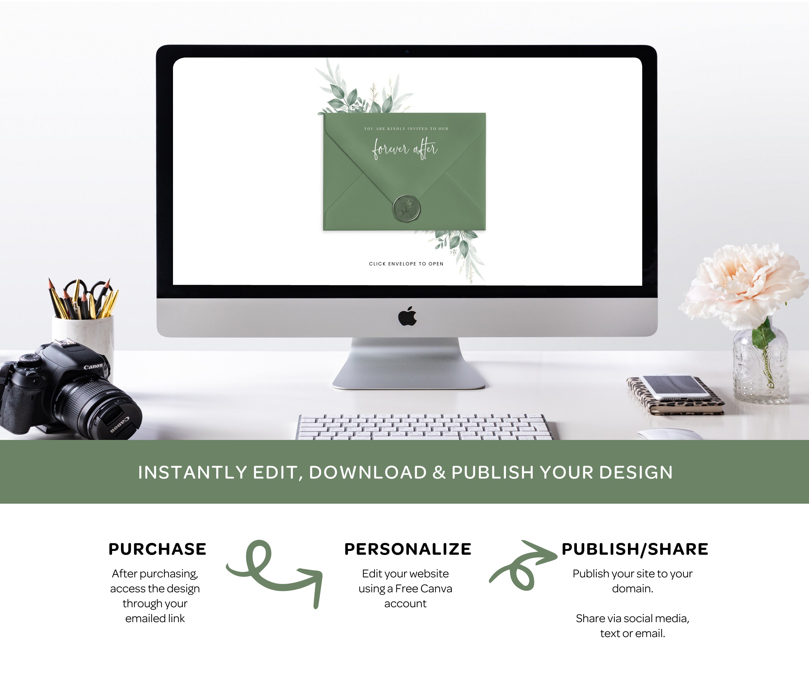 Greenery Wedding Website with RSVP