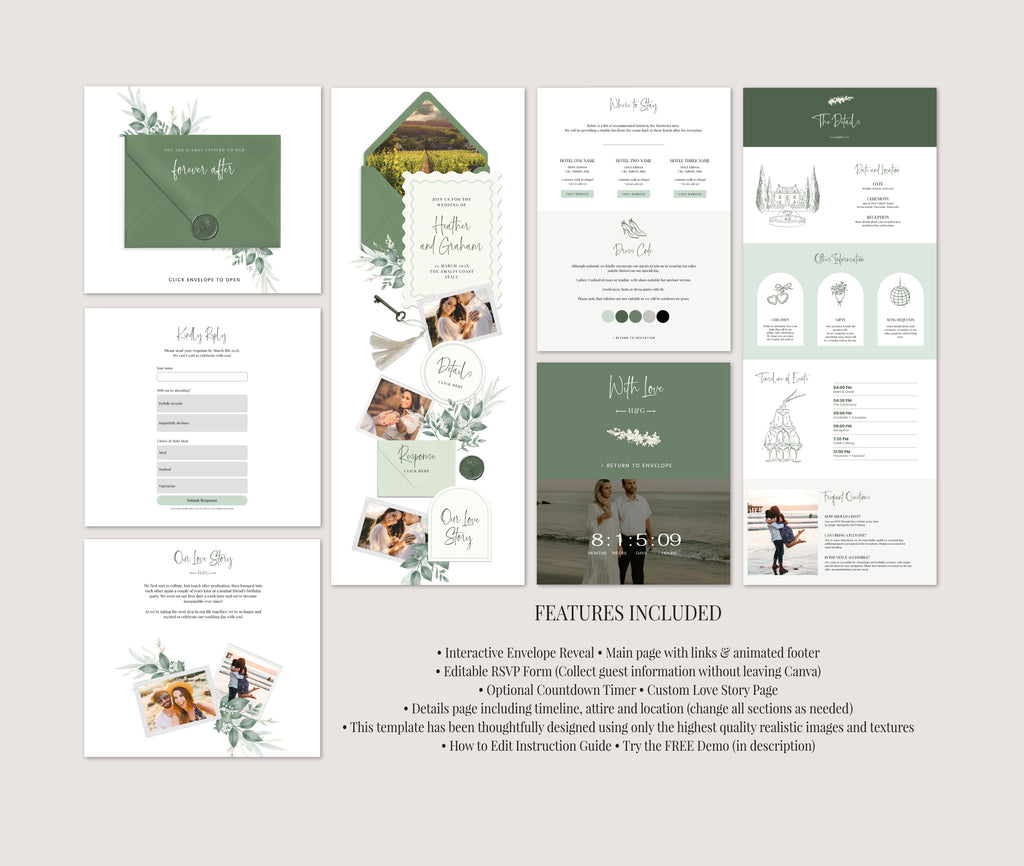 Greenery Wedding Website with RSVP