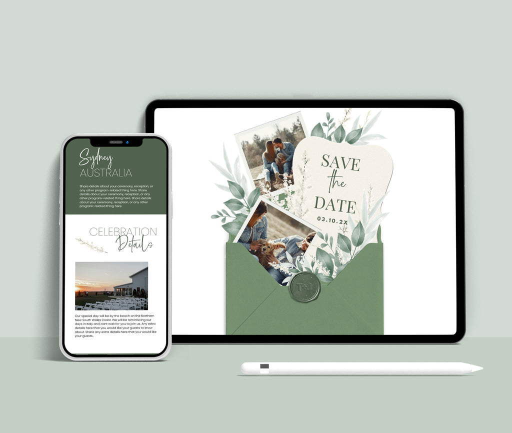Greenery Save the Date Website