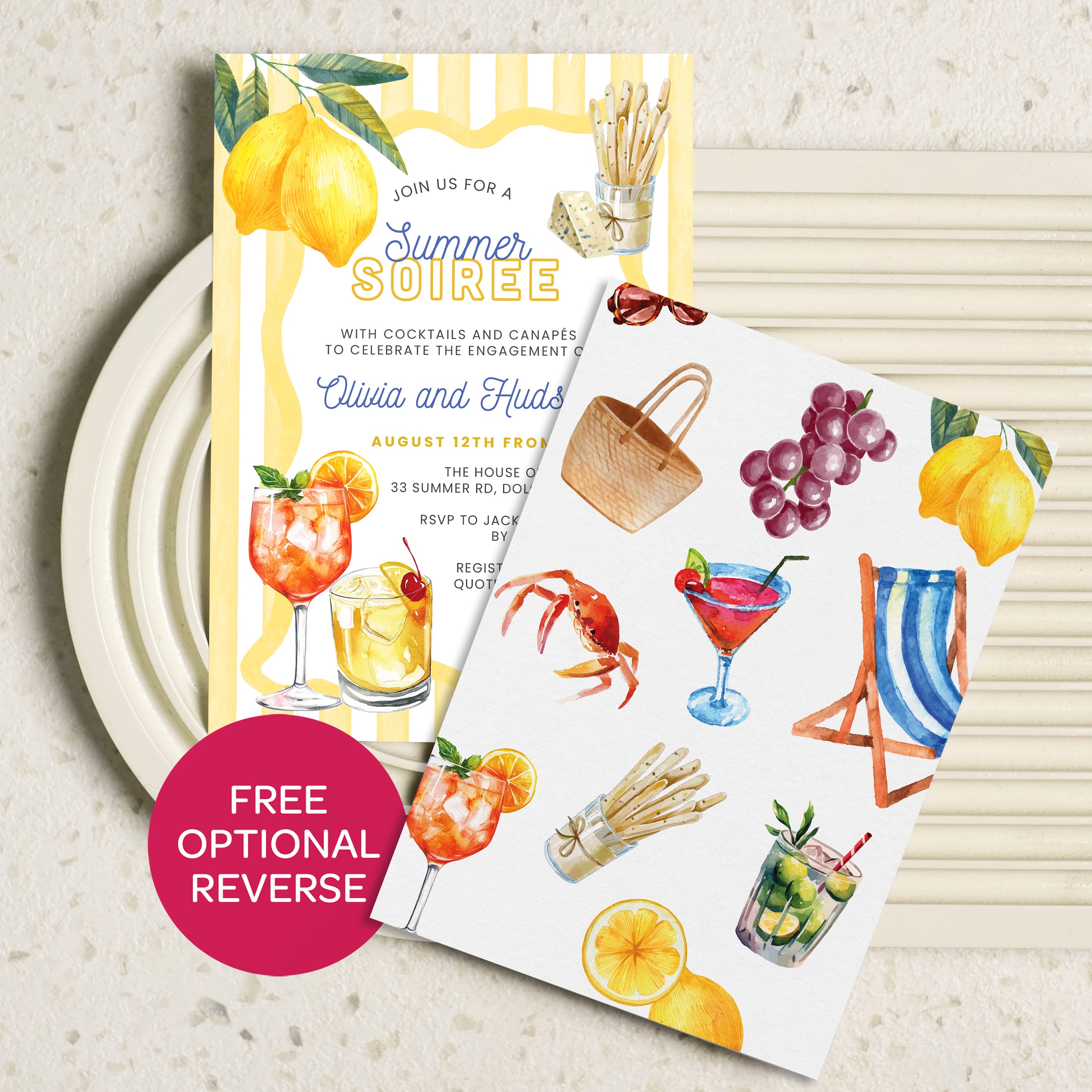Summer Soiree Engagement Invitations - Illustrated Whimsical Summer