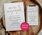 Minimalist Engagement Invitations - We're Engaged Heart
