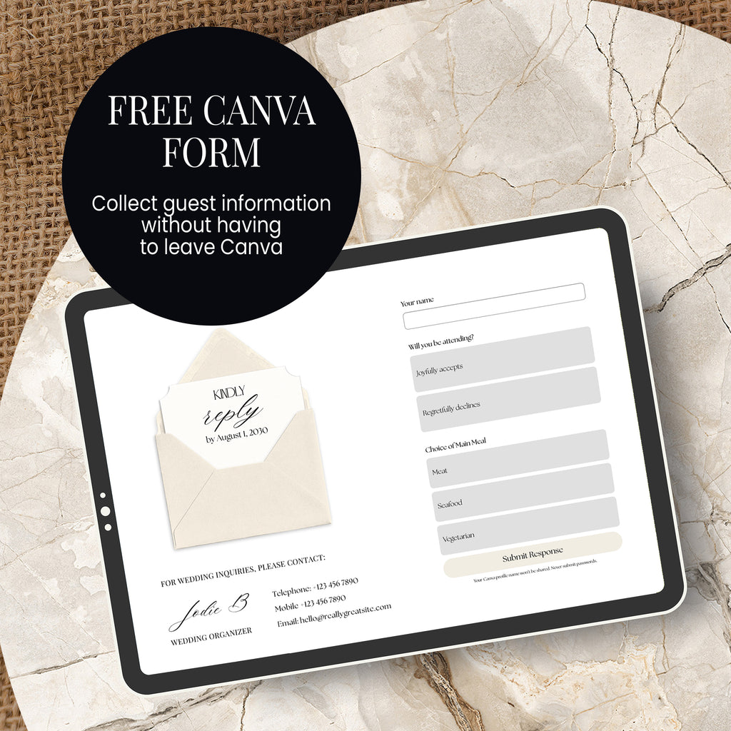 Embossed Monogram Wedding Website with RSVP - Ivory