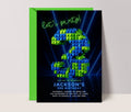 Lego 3 Neon Birthday Invitation