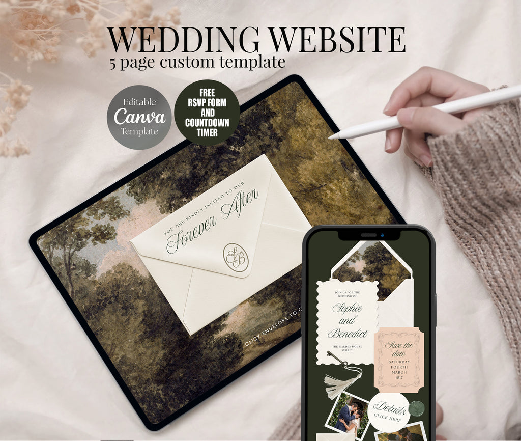 Wedding Website with RSVP - Old Money Green