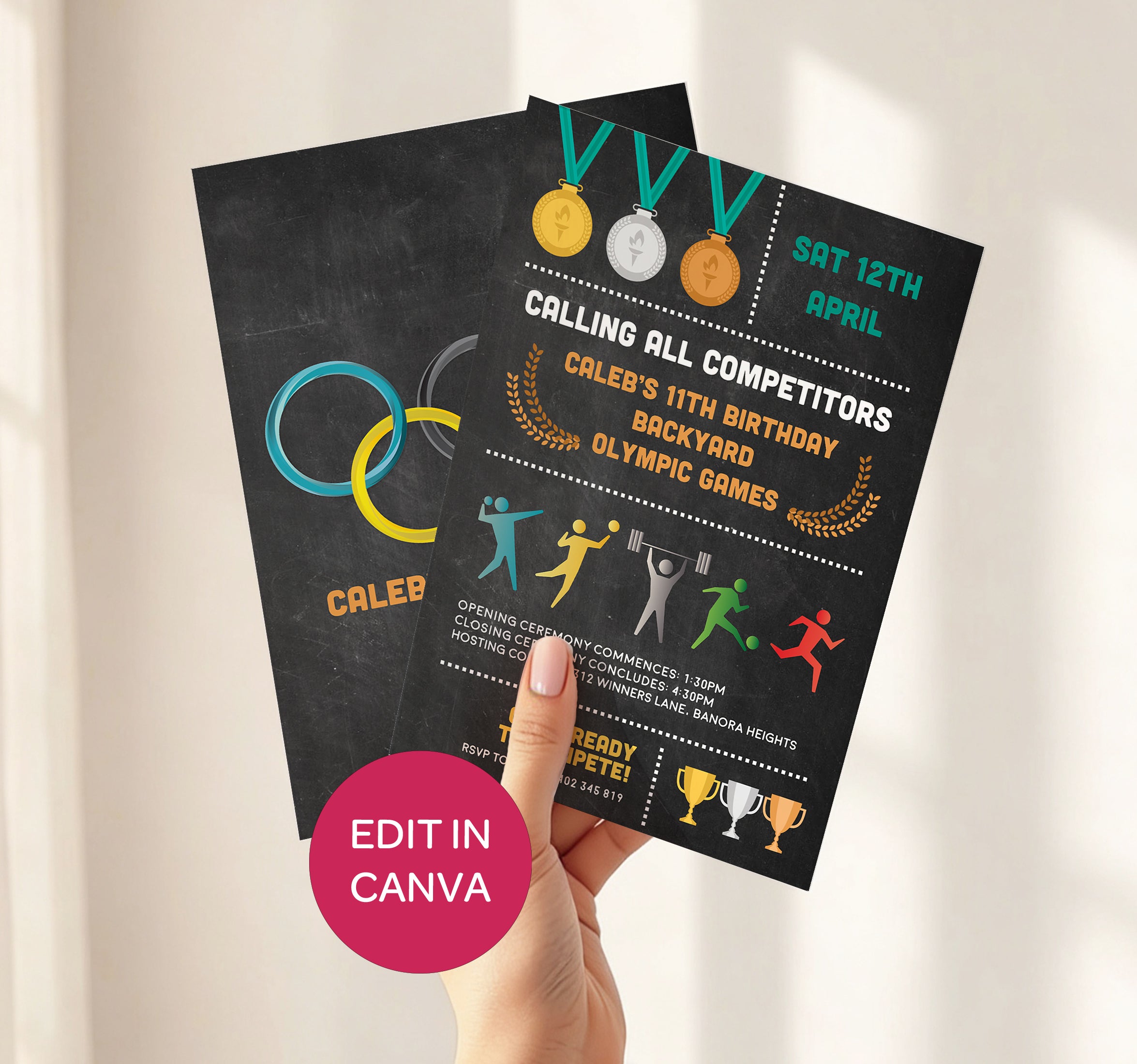 Olympics Birthday Invitations: Kids Backyard Games Sports Invite