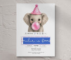Baby Elephant Blowing Bubbles - Pink Kids Party Animals Invitation