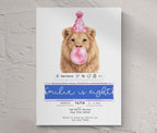 Kids Party Invitations: Cute Lion Blowing Bubbles - Pink