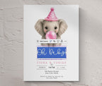 Baby Shower Invitations: Elephant Blowing Pink Bubble