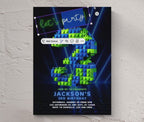 Lego 3 Neon Birthday Invitation
