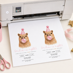 Capybara Birthday Invitations: Capy Blowing Bubbles - Pink