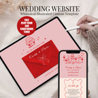 Whimsical Wedding Website with RSVP : Pink + Red