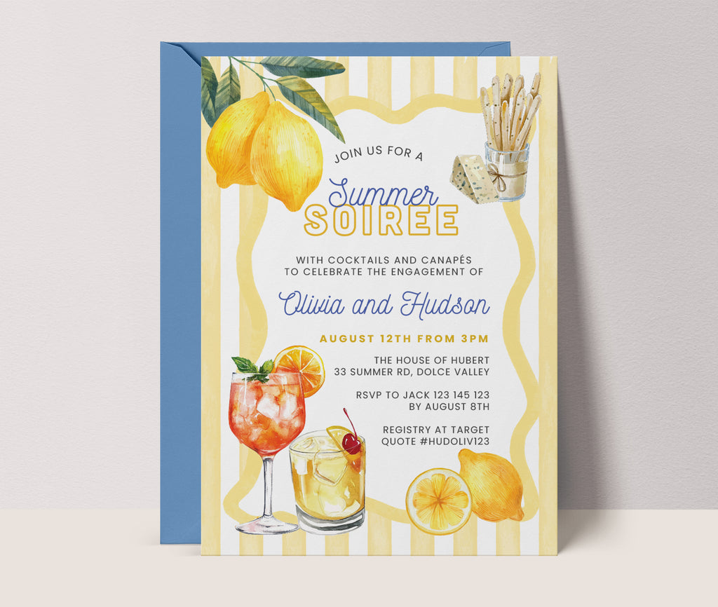 Summer Soiree Engagement Invitations - Illustrated Whimsical Summer