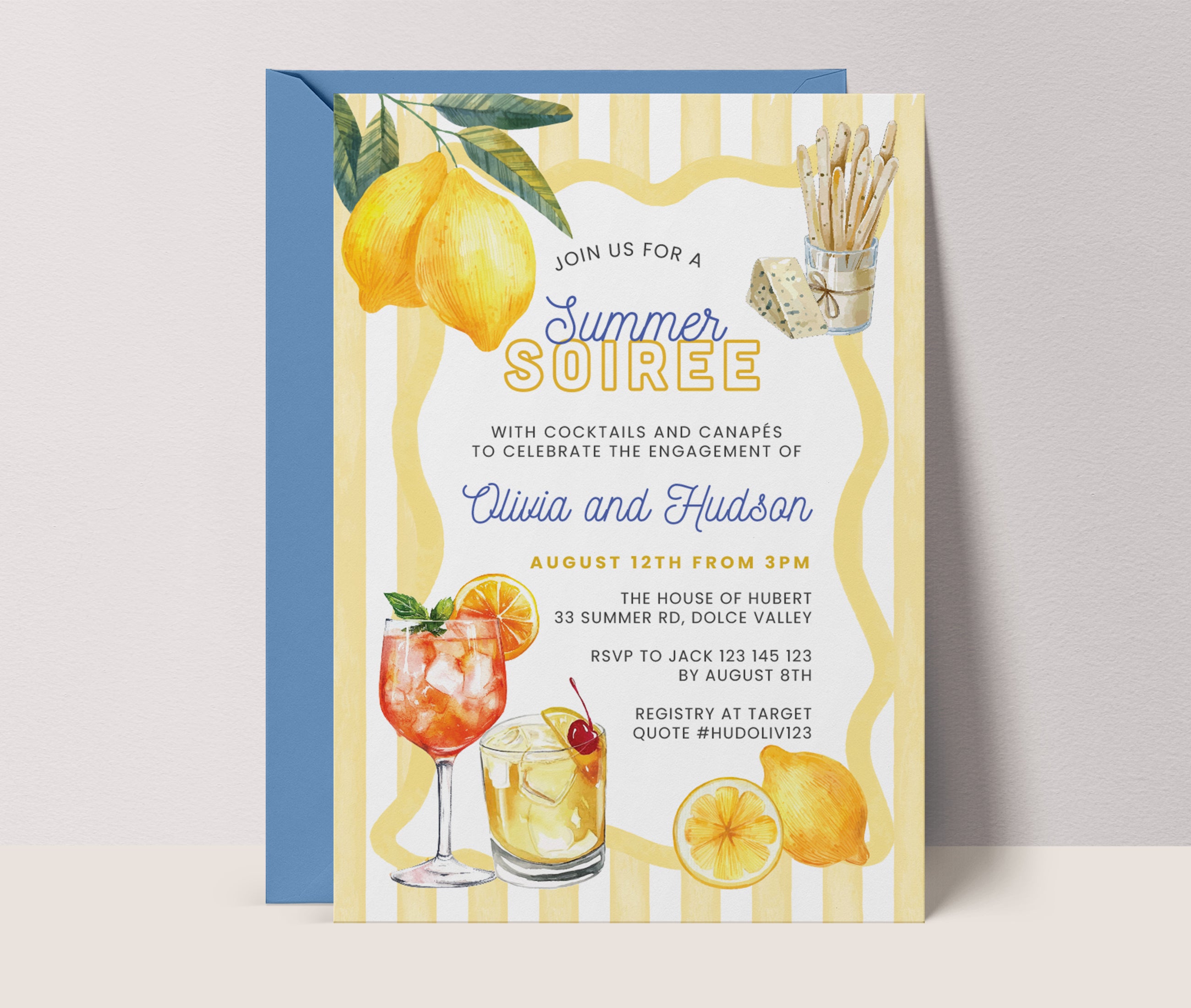 Summer Soiree Engagement Invitations - Illustrated Whimsical Summer